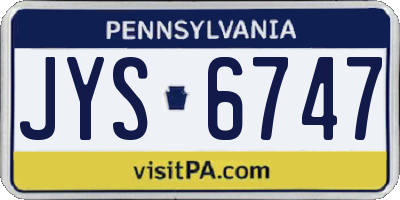 PA license plate JYS6747