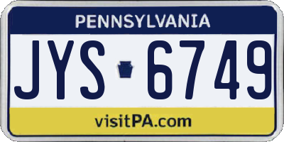 PA license plate JYS6749