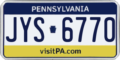 PA license plate JYS6770