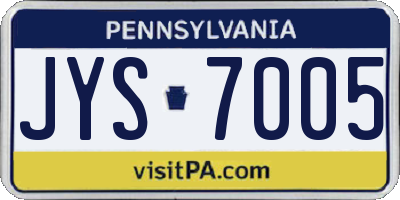 PA license plate JYS7005