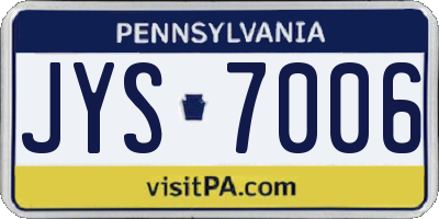 PA license plate JYS7006