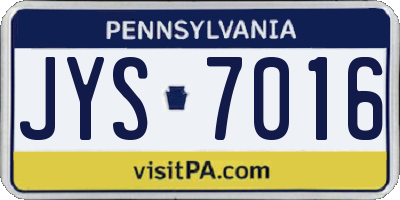 PA license plate JYS7016