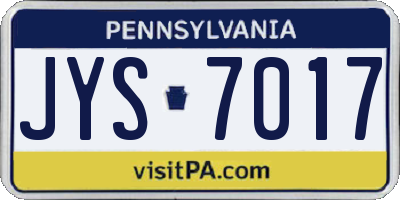 PA license plate JYS7017