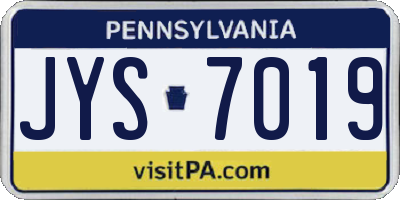 PA license plate JYS7019