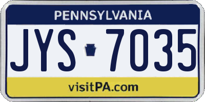 PA license plate JYS7035