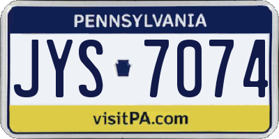 PA license plate JYS7074
