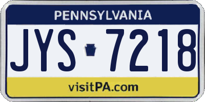 PA license plate JYS7218