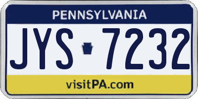 PA license plate JYS7232