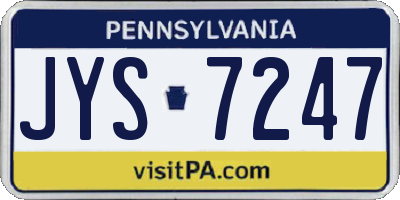 PA license plate JYS7247