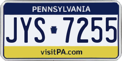 PA license plate JYS7255
