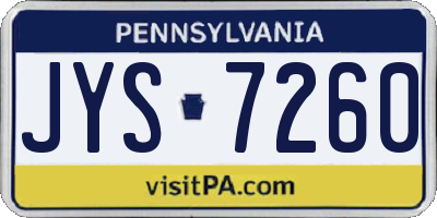 PA license plate JYS7260