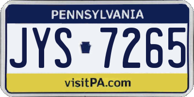 PA license plate JYS7265