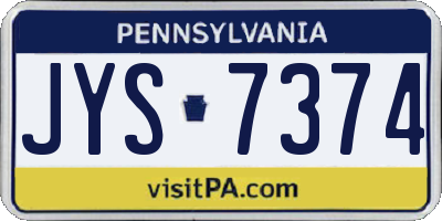 PA license plate JYS7374