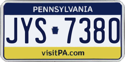 PA license plate JYS7380