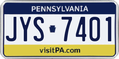 PA license plate JYS7401
