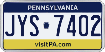 PA license plate JYS7402