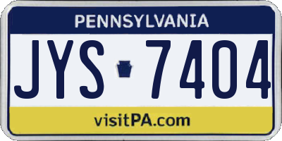 PA license plate JYS7404