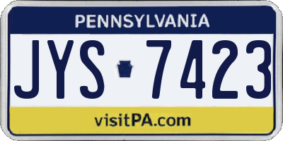 PA license plate JYS7423