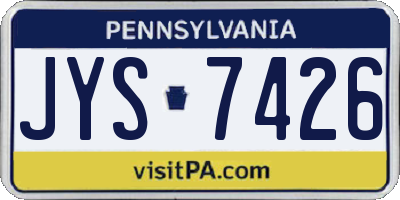 PA license plate JYS7426