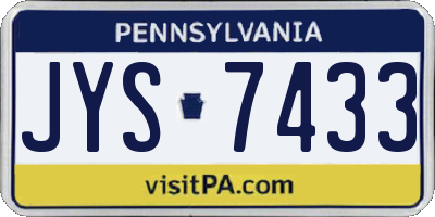 PA license plate JYS7433