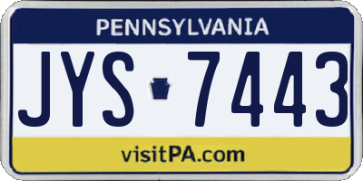 PA license plate JYS7443