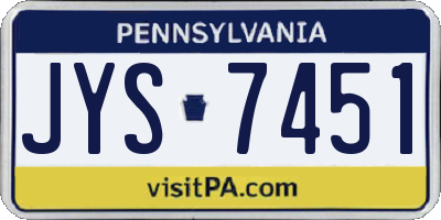 PA license plate JYS7451