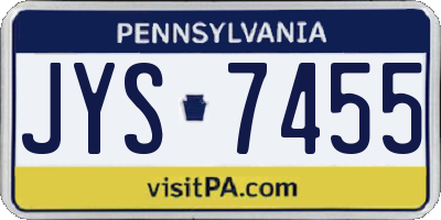 PA license plate JYS7455
