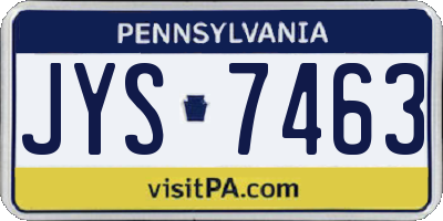 PA license plate JYS7463