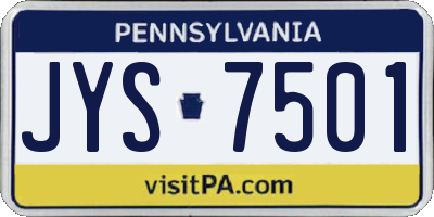 PA license plate JYS7501