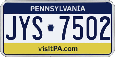 PA license plate JYS7502
