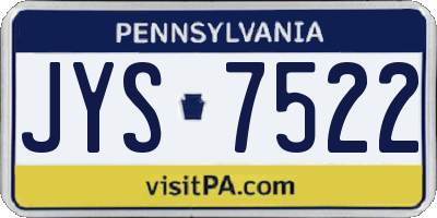 PA license plate JYS7522