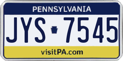 PA license plate JYS7545