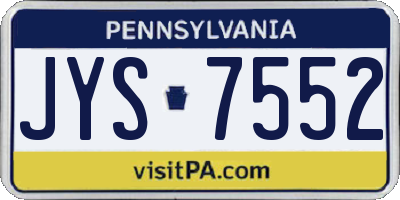 PA license plate JYS7552
