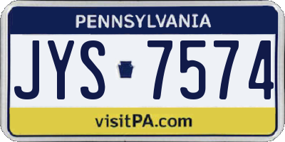 PA license plate JYS7574