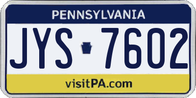 PA license plate JYS7602