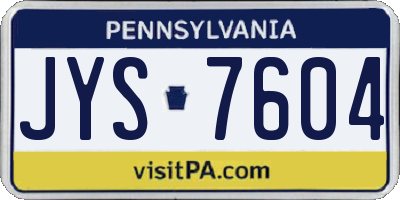 PA license plate JYS7604