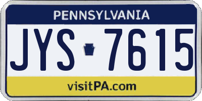 PA license plate JYS7615