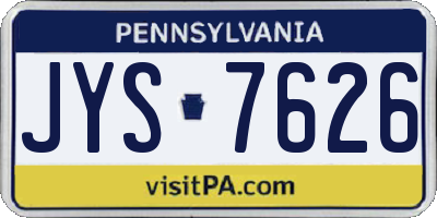 PA license plate JYS7626