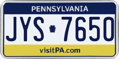 PA license plate JYS7650