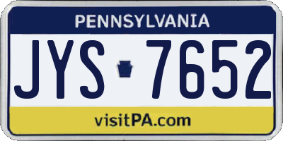 PA license plate JYS7652