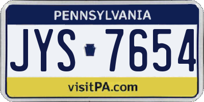 PA license plate JYS7654