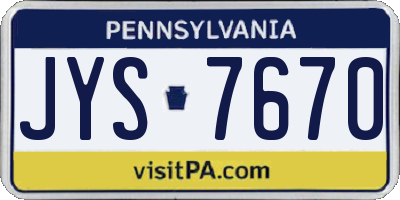 PA license plate JYS7670