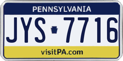 PA license plate JYS7716