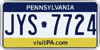 PA license plate JYS7724