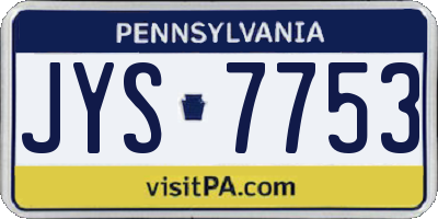 PA license plate JYS7753