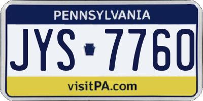 PA license plate JYS7760