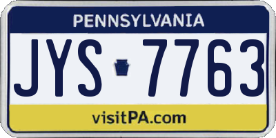 PA license plate JYS7763