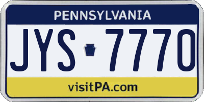 PA license plate JYS7770