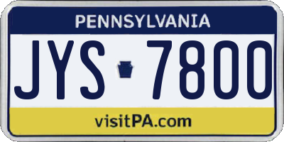 PA license plate JYS7800