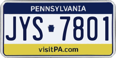 PA license plate JYS7801